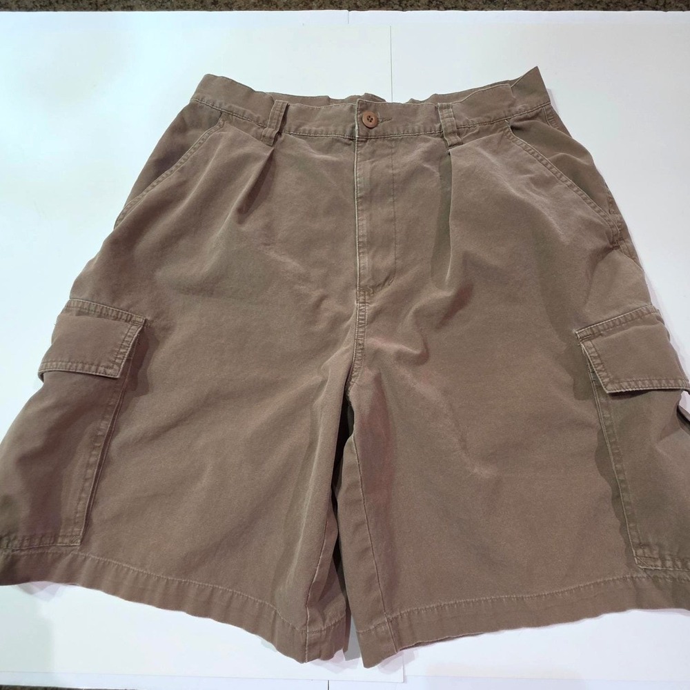 Vtg Abercrombie & Fitch Cargo Shorts Mens 34 Brown Pleated Baggy Y2K Gorpcore